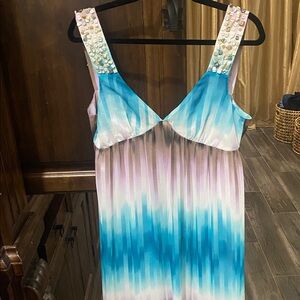 Caribbean Queen  Blue and Purple Ombre Dress with Beaded Straps